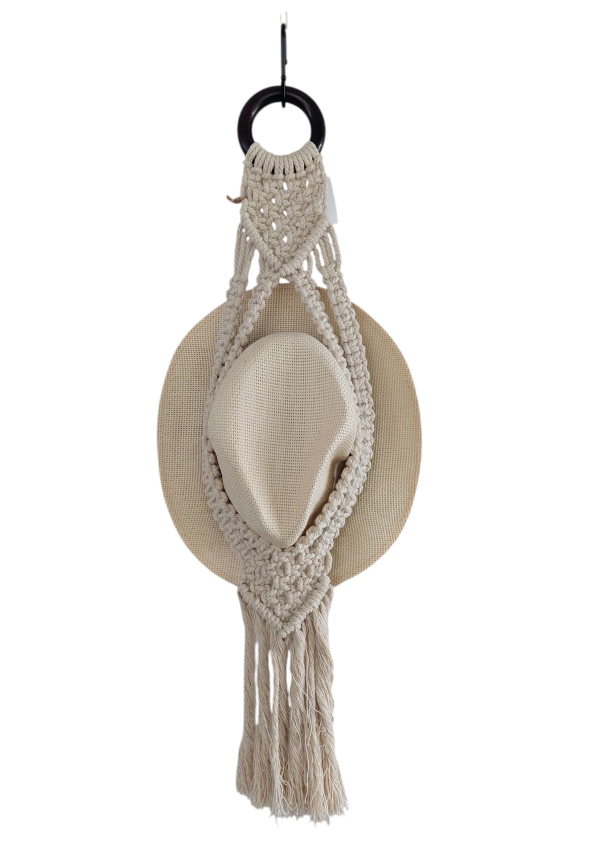 Macrame hat hangar