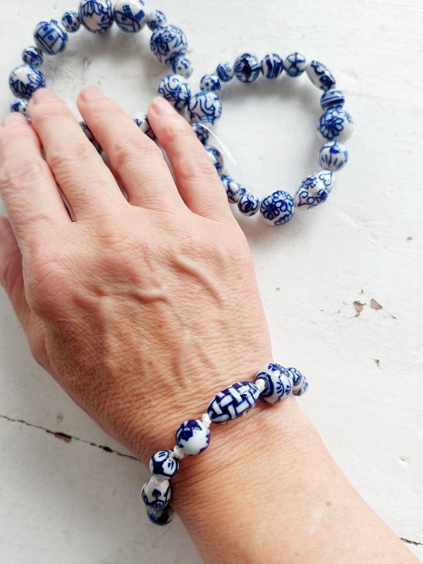Porcelain bead bracelet