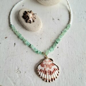 Clam shell necklace - aqua