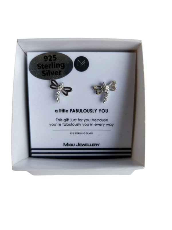 Silver dragonfly earrings - Image 3