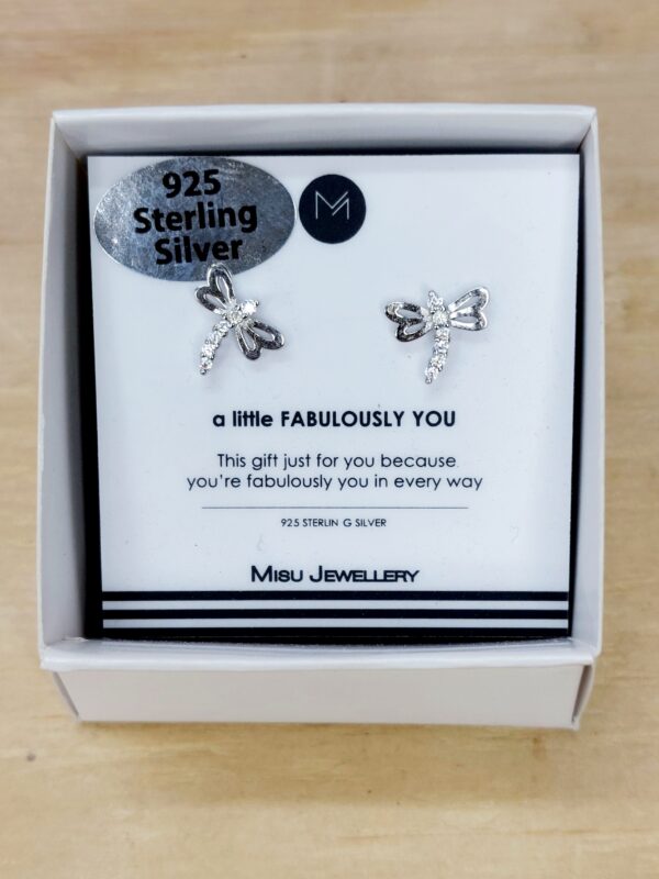 Silver dragonfly earrings