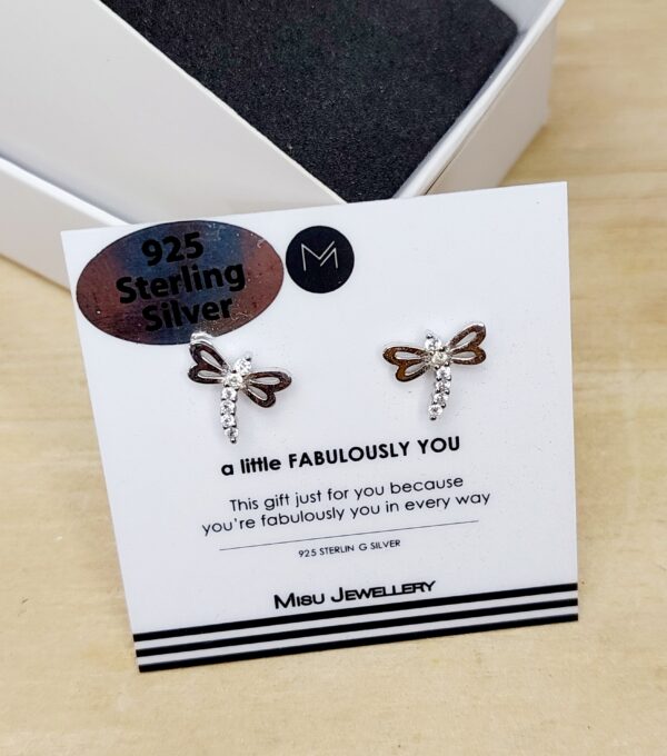 Silver dragonfly earrings - Image 2