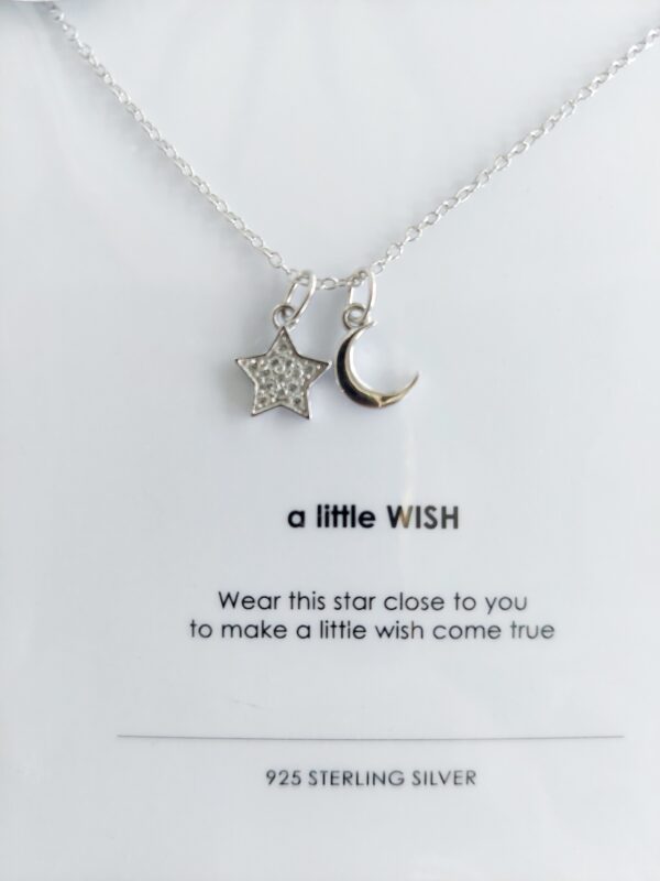 Silver moon and star necklace