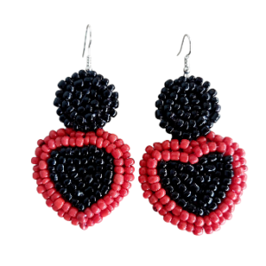 Beaded heart earrings