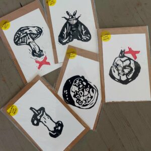 Lino print art A5
